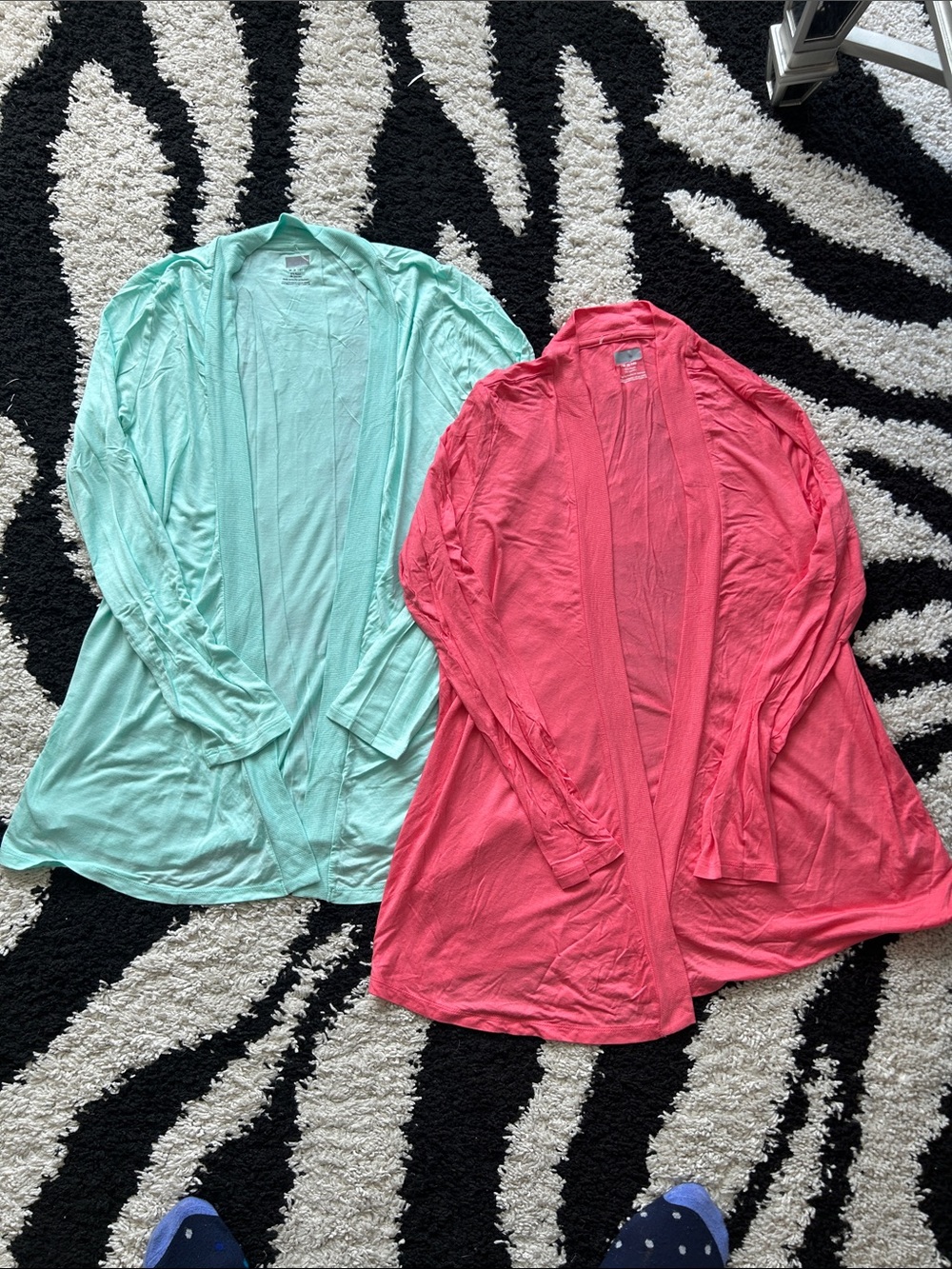 NWOT Lightweight Open-Front Cardigan - Mint and Coral